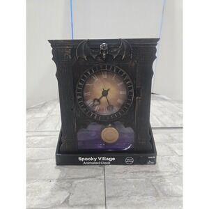 Spooky Village Animated Halloween Clock Sound & Light Motion Activated New VIDEO